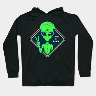 Galactic Greetings: Peaceful Alien Vibes Hoodie